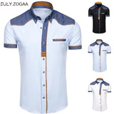 ZOGAA Casual Slim Short Sleeve Cotton Formal Shirt