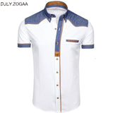 ZOGAA Casual Slim Short Sleeve Cotton Formal Shirt