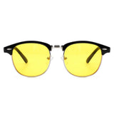 Blue Light Blocking Computer Glasses Semi-Rimless Browline Yellow Lens