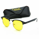 Blue Light Blocking Computer Glasses Semi-Rimless Browline Yellow Lens