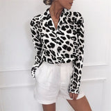Chiffon Blouse Long Sleeve Sexy Leopard Print Blouse Turn Down Collar Lady Office Shirt Tunic Casual Loose Tops Oversized Blusas