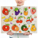 New 30cm Baby Toys Montessori Wooden Puzzle Hand Grab Board Educational Wood Puzzles for Kids Cartoon Animal Vehicle Child Gift