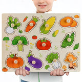 New 30cm Baby Toys Montessori Wooden Puzzle Hand Grab Board Educational Wood Puzzles for Kids Cartoon Animal Vehicle Child Gift