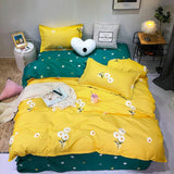 Solstice Home Textile Cyan Cute Cat Kitty Duvet Cover Pillow Case Bed Sheet Boy Kid Teen Girl Bedding Linens Set King Queen Twin