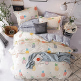 Solstice Home Textile Cyan Cute Cat Kitty Duvet Cover Pillow Case Bed Sheet Boy Kid Teen Girl Bedding Linens Set King Queen Twin