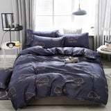 Solstice Home Textile Cyan Cute Cat Kitty Duvet Cover Pillow Case Bed Sheet Boy Kid Teen Girl Bedding Linens Set King Queen Twin