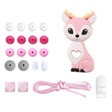 1 Set Silicone Beads Teething Rodent Food Grade BPA Free Fox Rabbit DIY Accessories Set Pacifier Chain Clips DIY Necklace Infant - shopwishi 