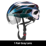 ROCKBROS Bicycle Helmet Men EPS Integrally-molded Breathable Cycling Helmet Men Women Goggles Lens Aero MTB Road Bike Helmet