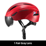 ROCKBROS Bicycle Helmet Men EPS Integrally-molded Breathable Cycling Helmet Men Women Goggles Lens Aero MTB Road Bike Helmet