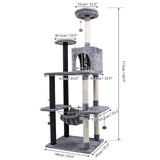 Fast Pet Cat Tree with Sisal-Covered Scratching Post Plush Cat Condo House Hammock Perches Platform Dangling Ball for Cat Kitten