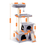 Fast Pet Cat Tree with Sisal-Covered Scratching Post Plush Cat Condo House Hammock Perches Platform Dangling Ball for Cat Kitten