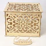 Wedding Card Boxes Wooden Box Wedding Supplies DIY Couple Deer Bird Flower Pattern Grid Business Card Wooden Box