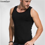 Casual O-neck Breathable H Type All Cotton Solid Undershirts Male Tanks