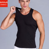 Casual O-neck Breathable H Type All Cotton Solid Undershirts Male Tanks