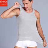 Casual O-neck Breathable H Type All Cotton Solid Undershirts Male Tanks