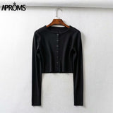 Aproms Candy Color Ribbed Knitted Cardigan for Women