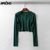 Aproms Candy Color Ribbed Knitted Cardigan for Women