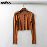 Aproms Candy Color Ribbed Knitted Cardigan for Women