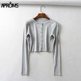 Aproms Candy Color Ribbed Knitted Cardigan for Women