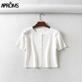 Aproms Candy Color Ribbed Knitted Cardigan for Women
