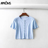 Aproms Candy Color Ribbed Knitted Cardigan for Women