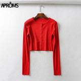 Aproms Candy Color Ribbed Knitted Cardigan for Women