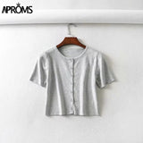 Aproms Candy Color Ribbed Knitted Cardigan for Women