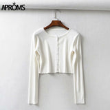 Aproms Candy Color Ribbed Knitted Cardigan for Women