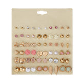 30Pairs/set Classic Mix Round Ball Bow Elephant Heart Flower Owl Love Pearl Bead Stud Earrings Sets For Women Girl Gifts Jewelry