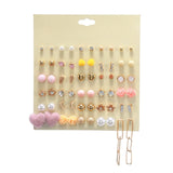 30Pairs/set Classic Mix Round Ball Bow Elephant Heart Flower Owl Love Pearl Bead Stud Earrings Sets For Women Girl Gifts Jewelry