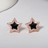 Cute Korean Earrings Heart Bling Zircon Stone Rose Gold Stud Earrings for Women Fashion Jewelry