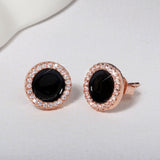 Cute Korean Earrings Heart Bling Zircon Stone Rose Gold Stud Earrings for Women Fashion Jewelry