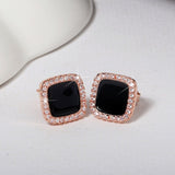 Cute Korean Earrings Heart Bling Zircon Stone Rose Gold Stud Earrings for Women Fashion Jewelry