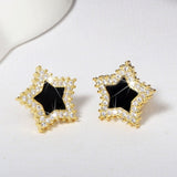 Cute Korean Earrings Heart Bling Zircon Stone Rose Gold Stud Earrings for Women Fashion Jewelry