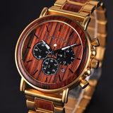 Gold Watch Men Luxury Brand Wooden Wristwatches Male Date Display Stop