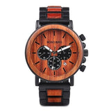 Gold Watch Men Luxury Brand Wooden Wristwatches Male Date Display Stop