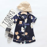 Children's Pajamas Set Baby Boy Girl Clothes Summer Sleepwear Set Kids Cartoon Printed Tops+Shorts Toddler Clothing Sets