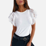 Maille o-cou Patchwork Blouses femmes
