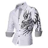 Casual Shirts Button Down Long Sleeve Slim Fit Designer Z001 White2