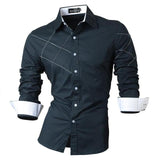 Casual Shirts Button Down Long Sleeve Slim Fit Designer Z001 White2