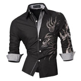 Casual Shirts Button Down Long Sleeve Slim Fit Designer Z001 White2