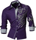 Casual Shirts Button Down Long Sleeve Slim Fit Designer Z001 White2