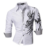 Casual Shirts Button Down Long Sleeve Slim Fit Designer Z001 White2