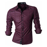 Casual Shirts Button Down Long Sleeve Slim Fit Designer Z001 White2