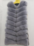 Natural fox fur coat vest new zipper long coat winter warm coat natural fur true fox vest