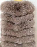 Natural fox fur coat vest new zipper long coat winter warm coat natural fur true fox vest