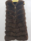 Natural fox fur coat vest new zipper long coat winter warm coat natural fur true fox vest