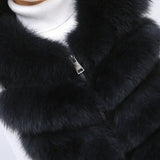 Natural fox fur coat vest new zipper long coat winter warm coat natural fur true fox vest