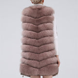 Natural fox fur coat vest new zipper long coat winter warm coat natural fur true fox vest