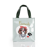 London Style PVC Reusable Shopping Bag Women's Bag Eco Friendly Flower Shopper Bag Waterproof Handbag Lunch Tote Shoulder Bag